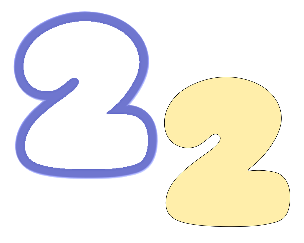 the number 2 in bubble letters