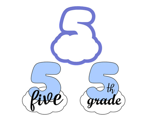Chubby Number 5 with Cloud Cookie Cutter