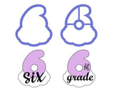 Chubby Number 6 with Cloud Cookie Cutter