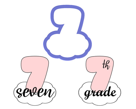 Chubby Number 7 with Cloud Cookie Cutter
