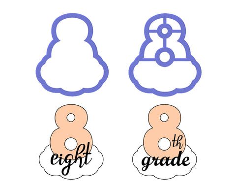 Chubby Number 8 with Cloud Cookie Cutter