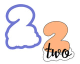 Chubby Number 2 with Script Outline Cookie Cutter