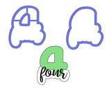 Chubby Number 4 with Script Outline Cookie Cutter