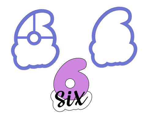 Chubby Number 6 with Script Outline Cookie Cutter