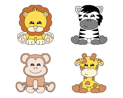Jungle Safari Animals Sitting Cookie Cutter Set