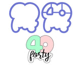 Chubby Number 40 with Script Outline Cookie Cutter