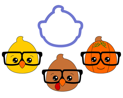 Nerd Turkey Face - Nerd Chicken Face - Nerd Pumpkin Cookie Cutter