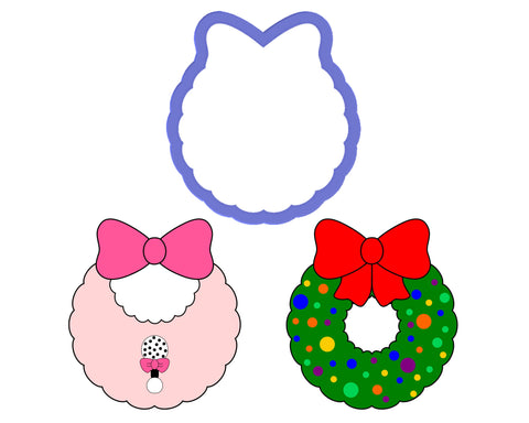 Wreath with Bow at Top - Bib with Bow Cookie Cutter