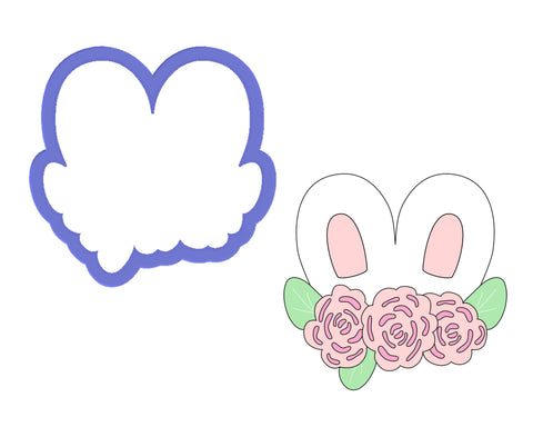 Bunny Ears with Flowers Cookie Cutter