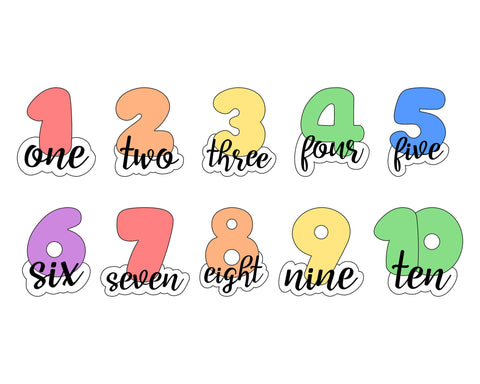 Chubby Numbers 1-10 with Script Outline Cookie Cutter Set