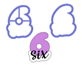 Chubby Number 6 with Script Outline Cookie Cutter