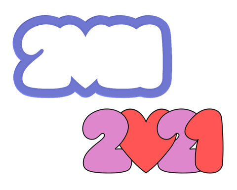 2021 with Heart Cookie Cutter