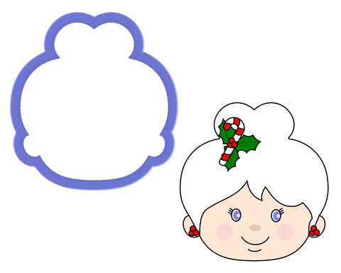 Mrs Claus Face - Woman with Bun Cookie Cutter